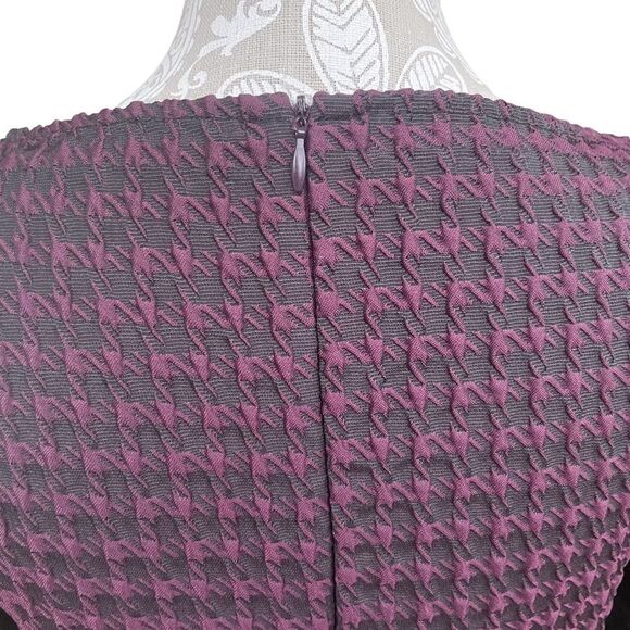 Max Mara Weekend Purple Black Houndstooth Knee Length Midi Dress Size Medium - Picture 3 of 6